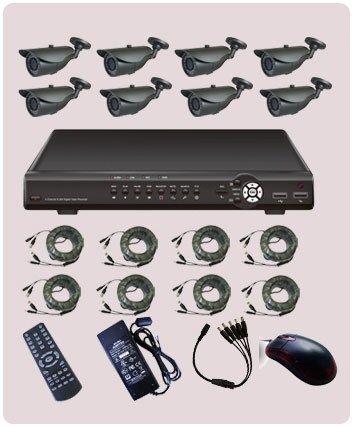 CCTV 8 Channel DVR Combo Kit. Includes 8 x 1/3"SONY 3.6mm ICX811AKA CCD Camera 700TV Line, PAL:976(H)x582(V), 24*IR LED, 20M, Weatherproof IR/IP66 Camera, DVR, Cable sets, AC Cord, No HDD CCTV 8 Channel DVR Combo Kit. Includes 8 x 1/3"SONY 3.6mm ICX811AKA CCD Camera 700TV Line, PAL:976(H)x582(V), 24*IR LED, 20M, Weatherproof IR/IP66 Camera, DVR, Cable sets, AC Cord, No HDD